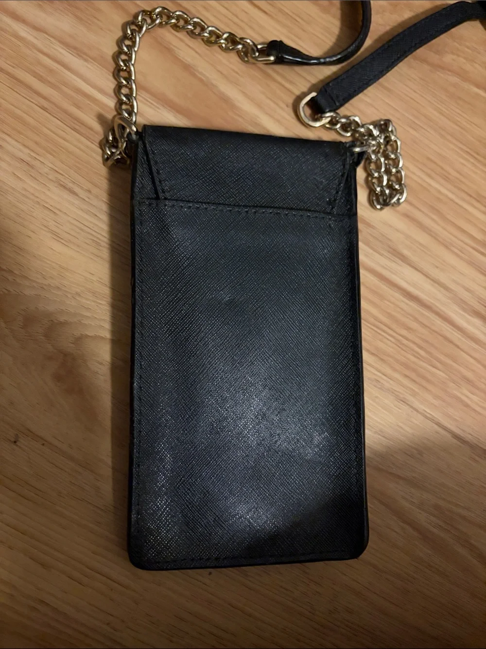 kate spade Black Cat-Ear Crossbody Phone Pouch with Gold Accents